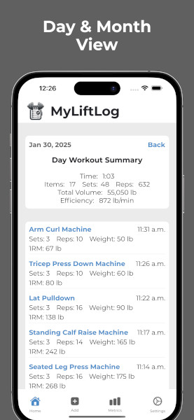 MyLiftLog Screenshot 2