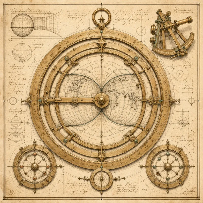 Engraved plate of a brass astrolabe with coordinate grids