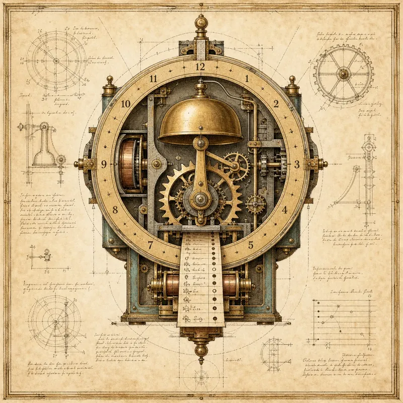 Engraved plate of a clockwork bell mechanism